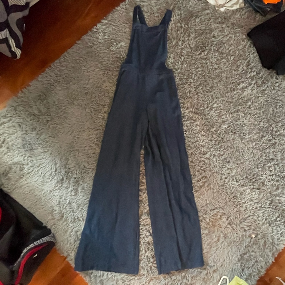 Denim wide leg overalls